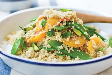 Couscous Salad with Snow Peas, Peaches, and Mint