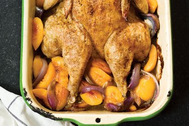 Roasted Chicken with Balsamic Peaches